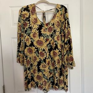 Urban Outfitters Sunflower Print Gauzy Dress